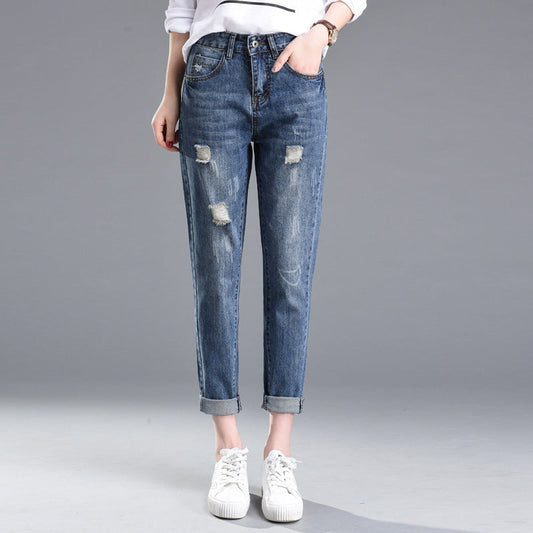 Jeans Slim Délavés et Déchirés