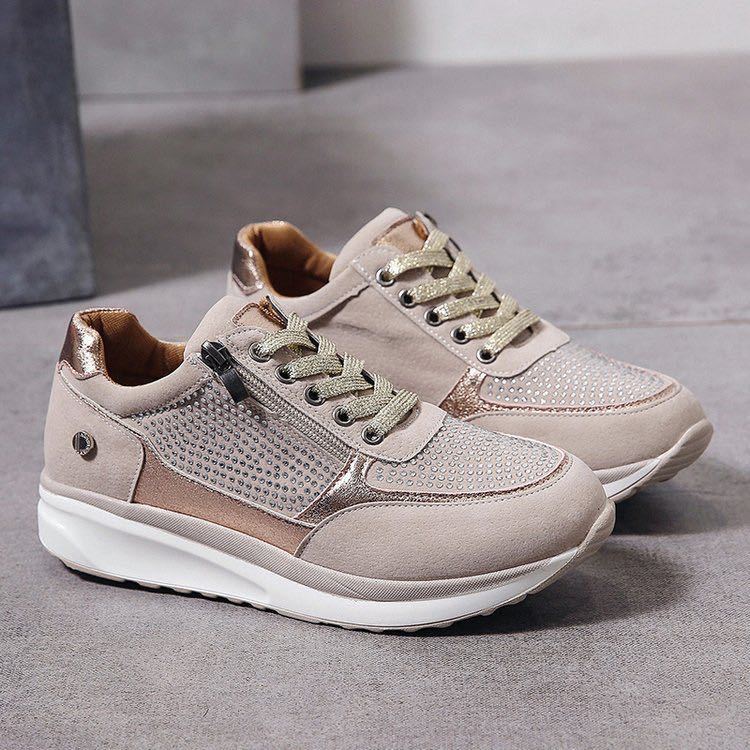 baskets compensées casual femme zip brillant