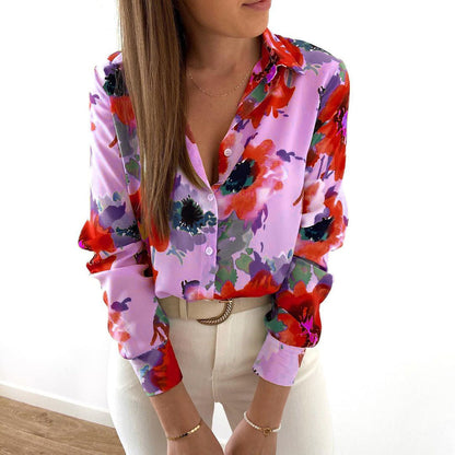 Chemise fluide à imprimé floral et col à revers