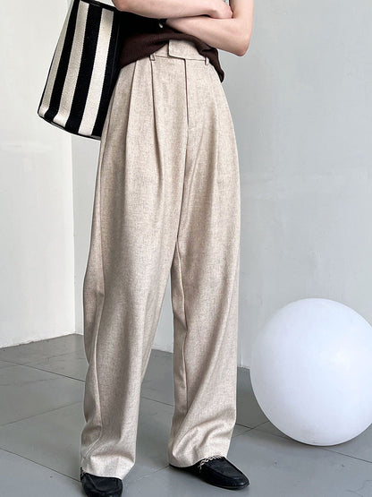 Pantalon large fluide coupe droite femme