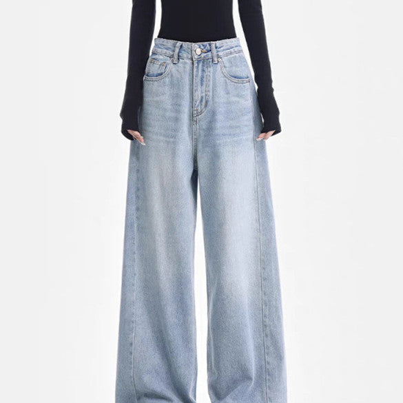 Jean ample taille haute coupe droite femme