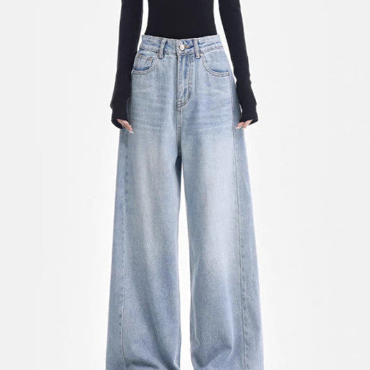 Jean ample taille haute coupe droite femme