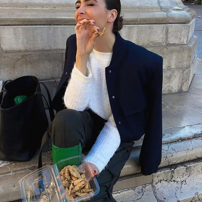 Veste Casual à Col Montant et Poches