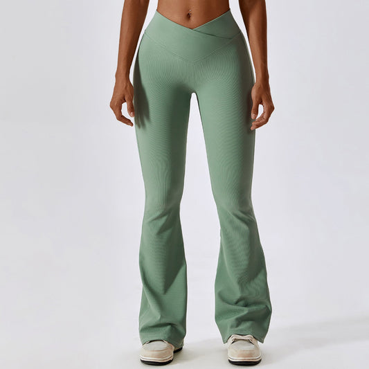 Legging évasé femme taille croisée sport