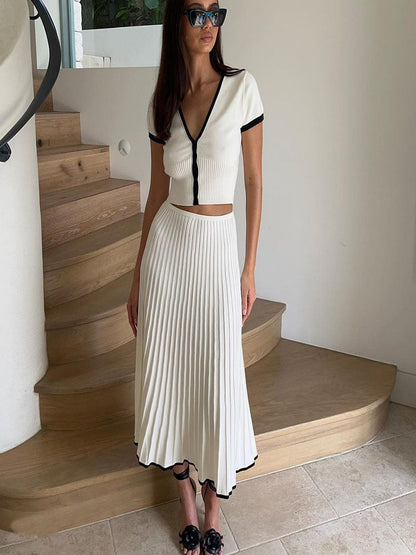 Ensemble Robe Plissée Slim à Col V