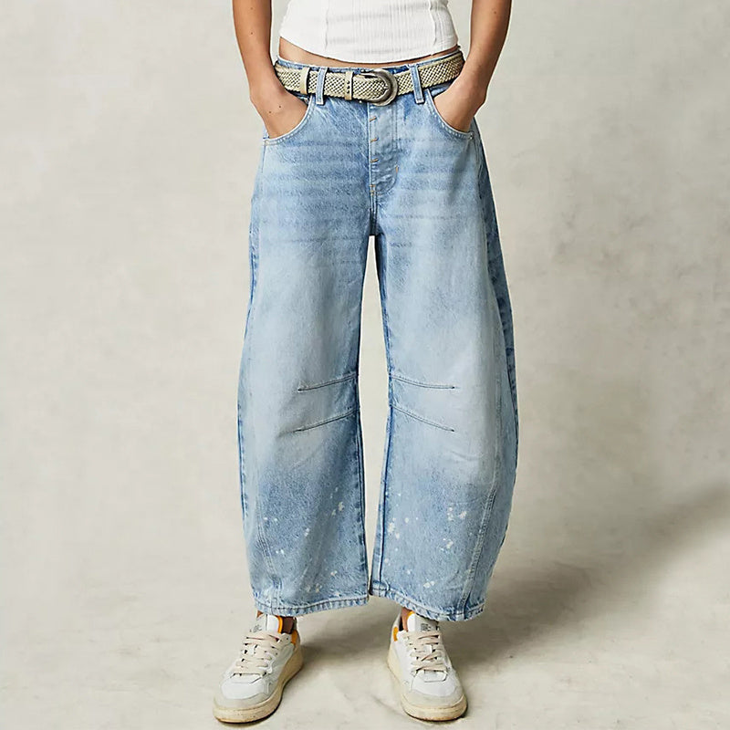 Pantalon large droit coupe décontractée femme