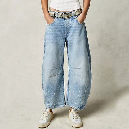 Pantalon large droit coupe décontractée femme