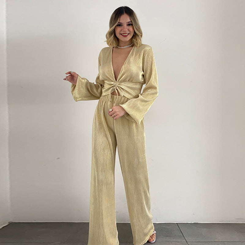 ensemble fluide à manches longues et pantalon ample