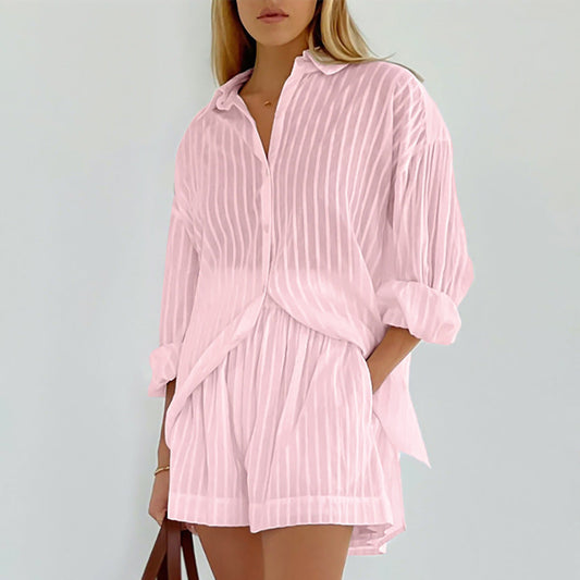 ensemble à rayures manches bouffantes