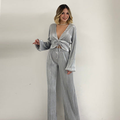 ensemble fluide à manches longues et pantalon ample