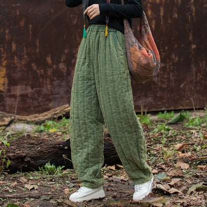 Pantalon large matelassé style décontracté femme