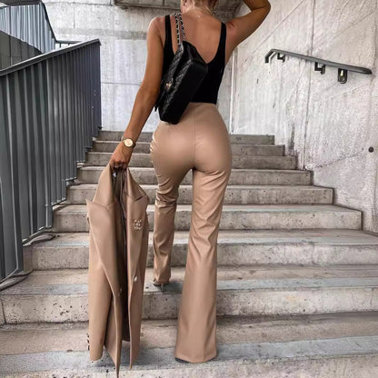 Pantalon fendu élégant coupe slim femme