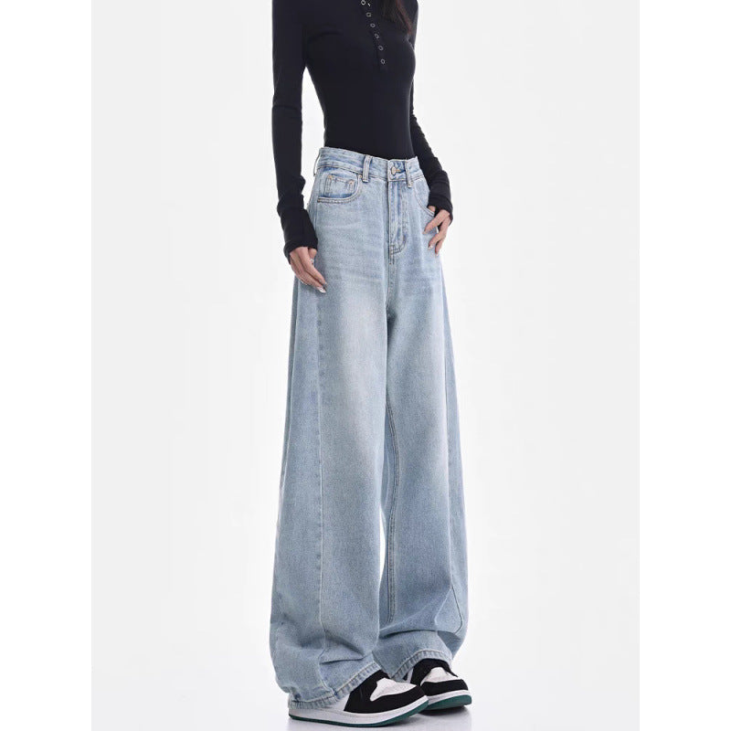 Jean ample taille haute coupe droite femme