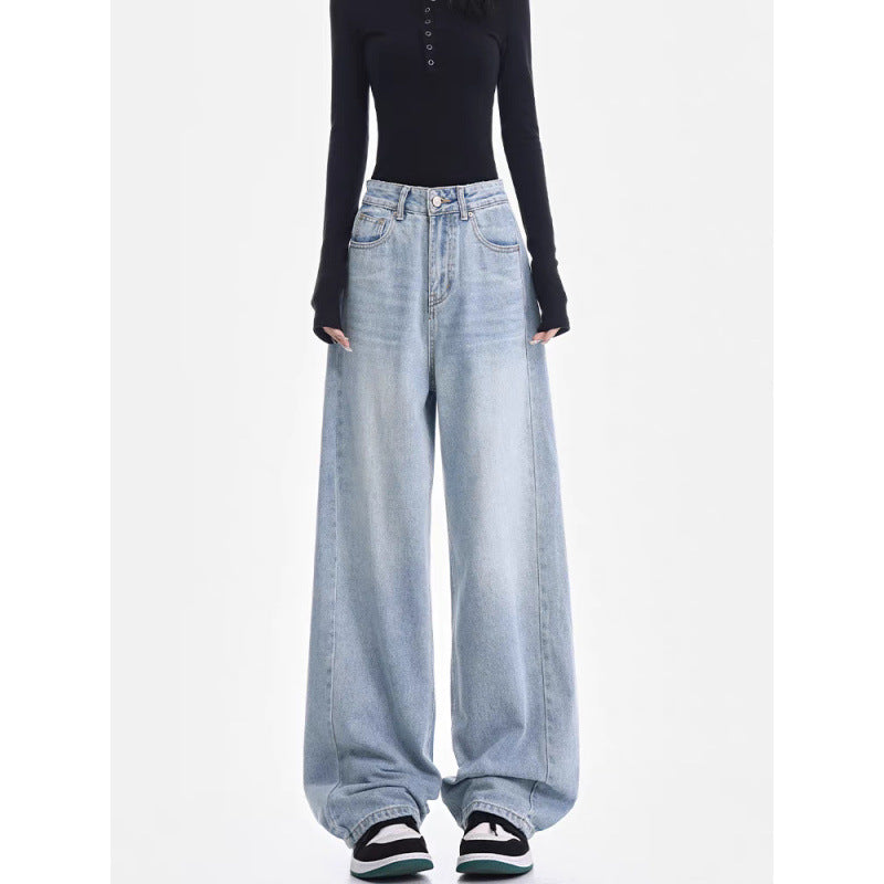 Jean ample taille haute coupe droite femme