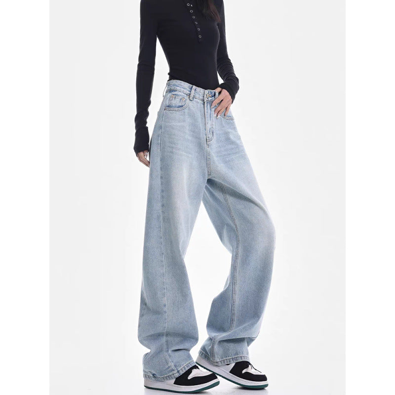 Jean ample taille haute coupe droite femme