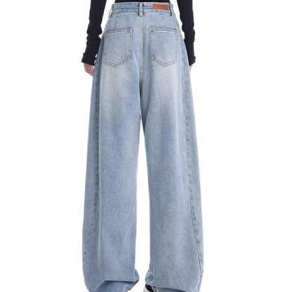 Jean ample taille haute coupe droite femme