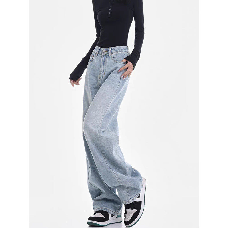 Jean ample taille haute coupe droite femme