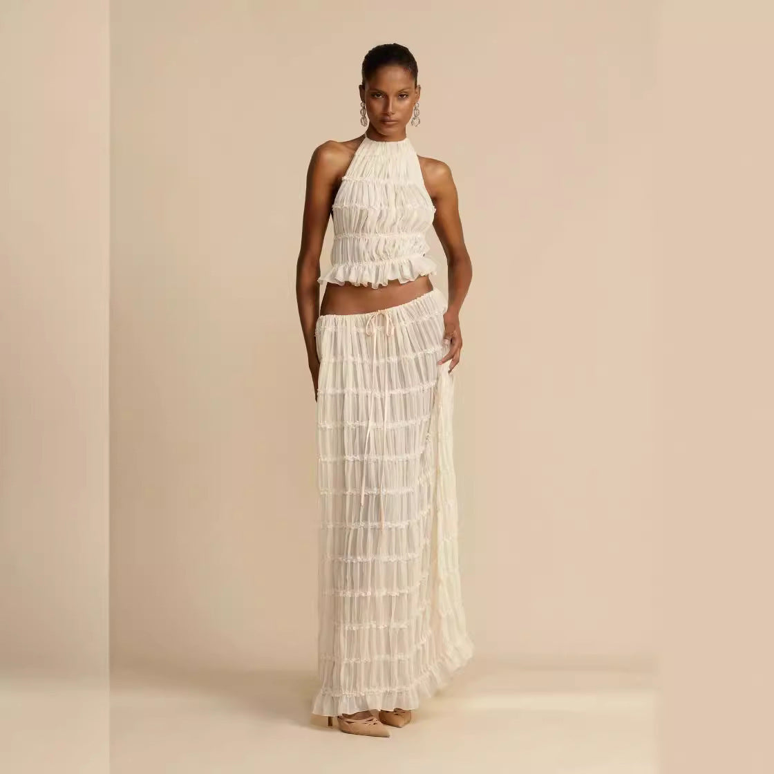 Ensemble Robe Longue Dos Nu et Bretelles Ajustables