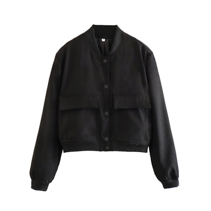 Veste Casual à Col Montant et Poches