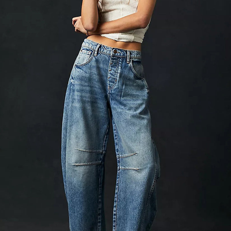 Pantalon large droit coupe décontractée femme