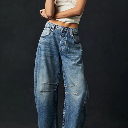 Pantalon large droit coupe décontractée femme