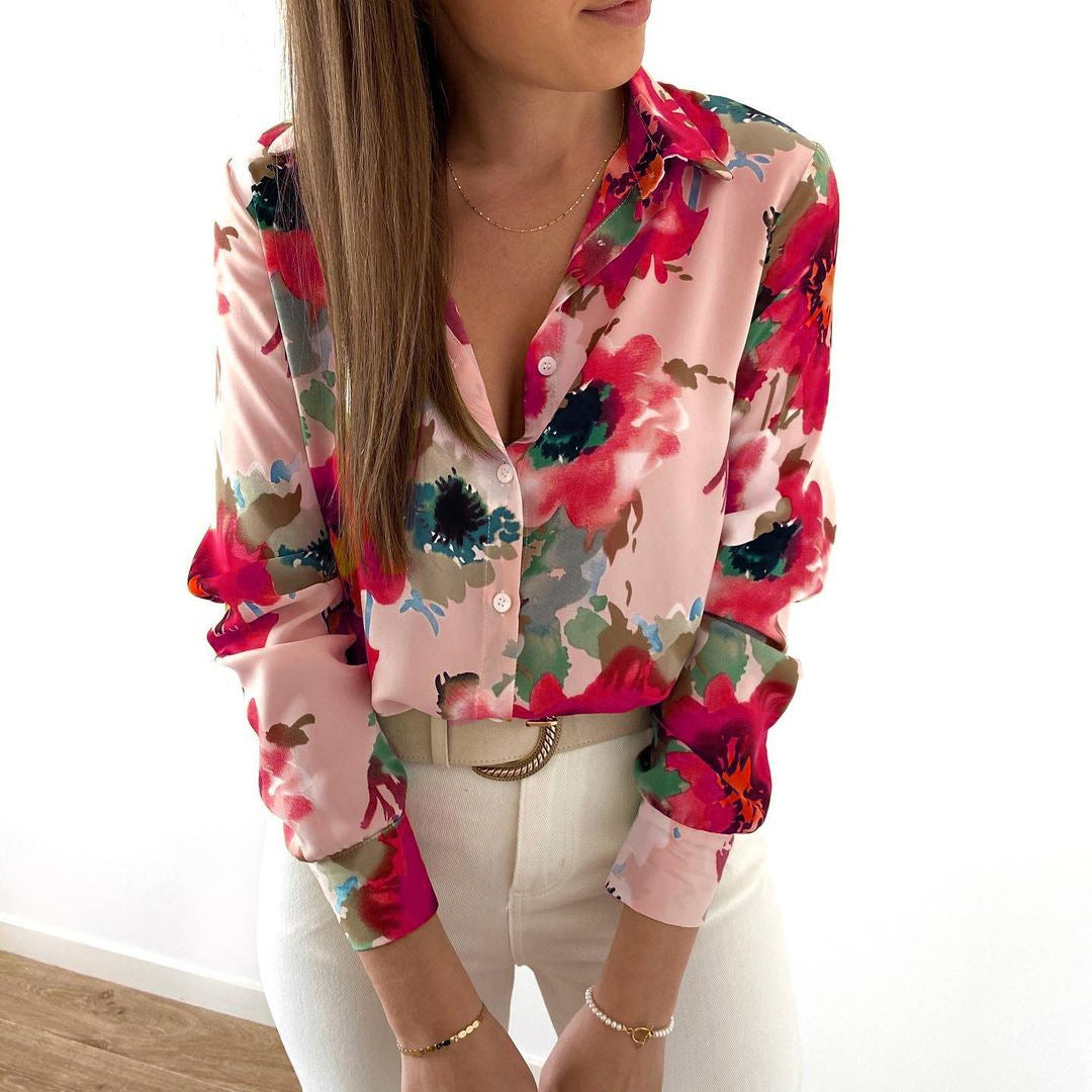 Chemise fluide à imprimé floral et col à revers