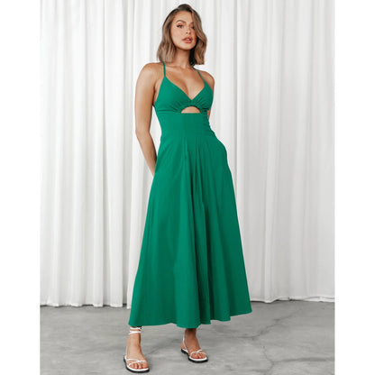 Robe longue évasée à découpe frontale