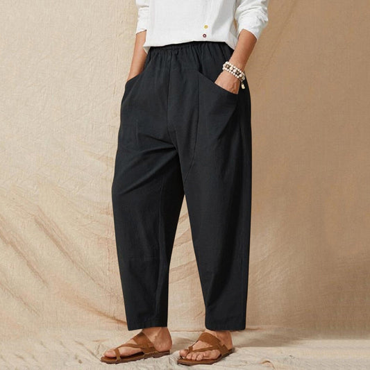 Pantalon femme ample taille élastique