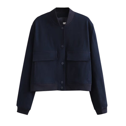Veste Casual à Col Montant et Poches