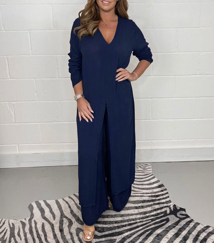 ensemble fluide long avec haut fendu