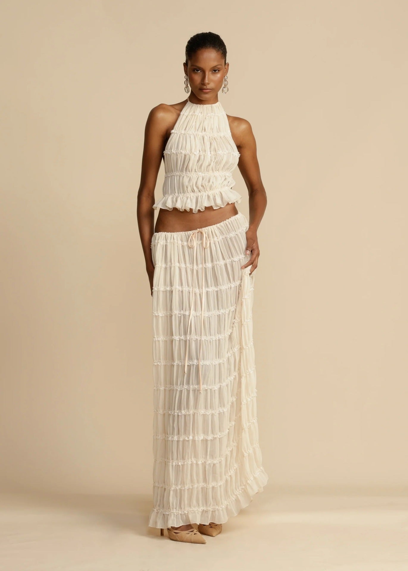 Ensemble Robe Longue Dos Nu et Bretelles Ajustables