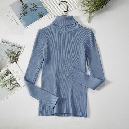 Pull Col Roulé Tricoté à Rayures