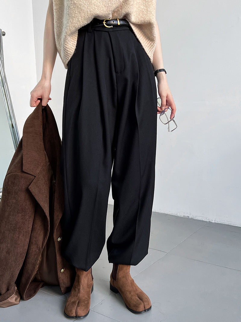 Pantalon large fluide coupe droite femme