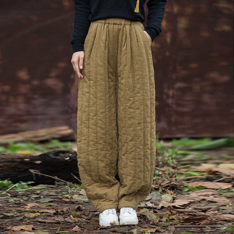 Pantalon large matelassé style décontracté femme