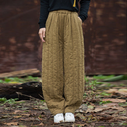 Pantalon large matelassé style décontracté femme