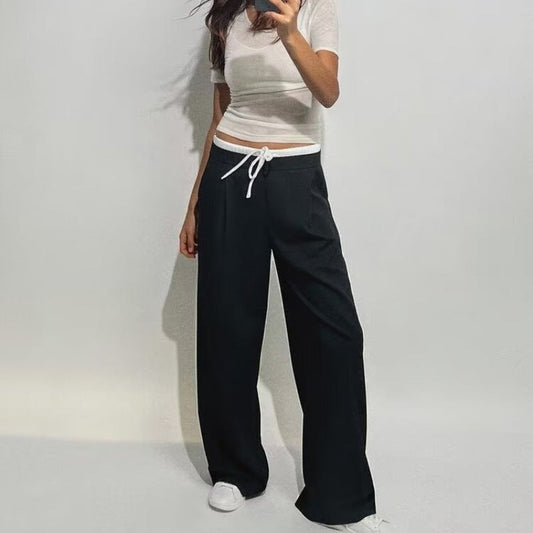 Pantalon taille haute large coupe élégante