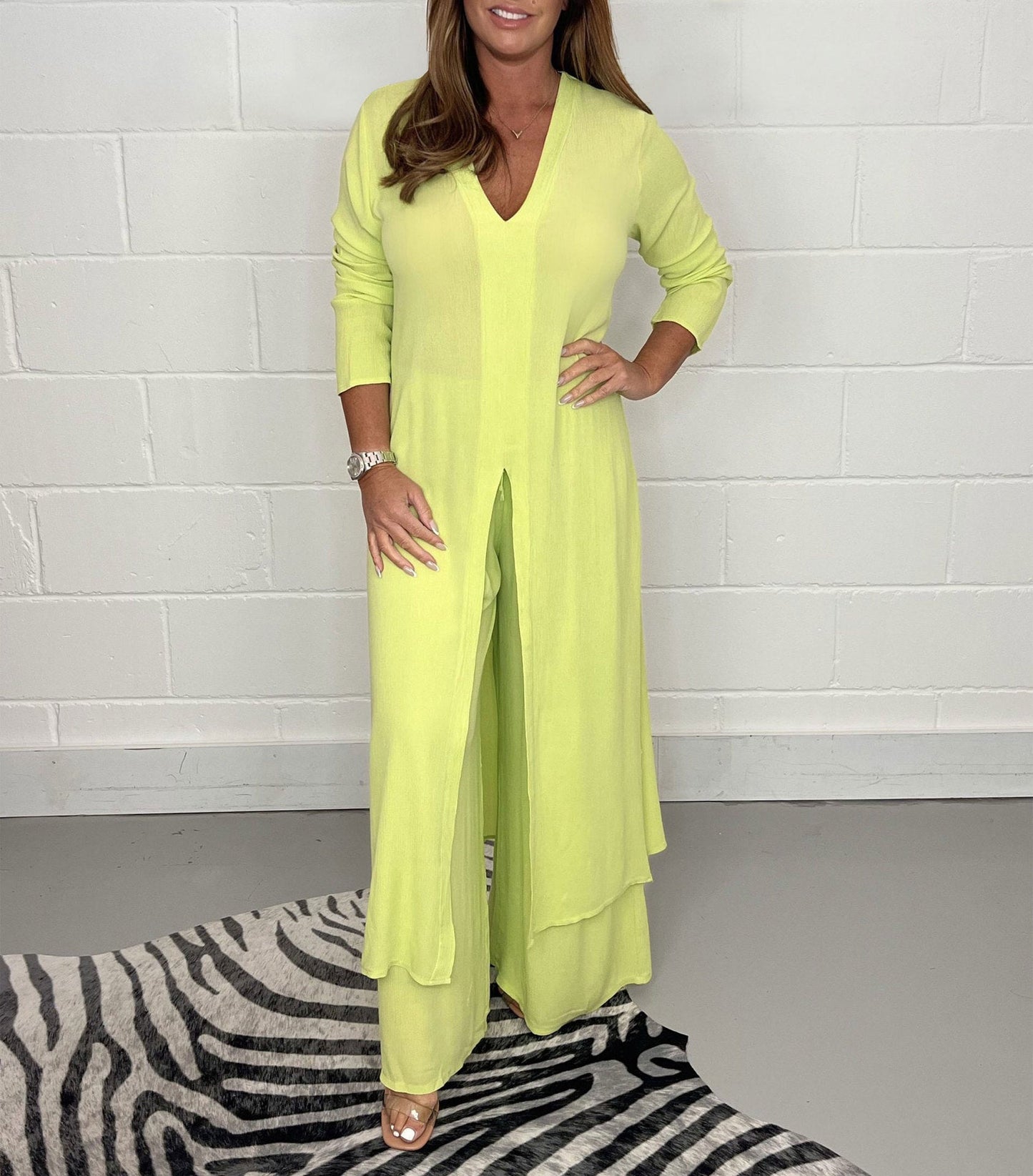 ensemble fluide long avec haut fendu
