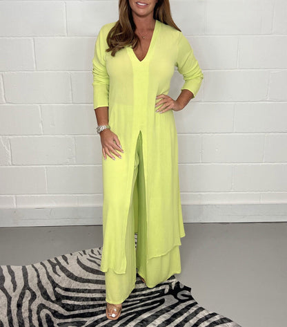 ensemble fluide long avec haut fendu