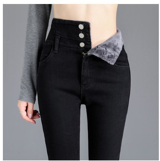 Jeans Femme Taille Haute Doublés en Polaire