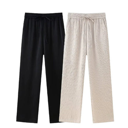 Ensemble Blazer à Volants et Pantalon Décontracté
