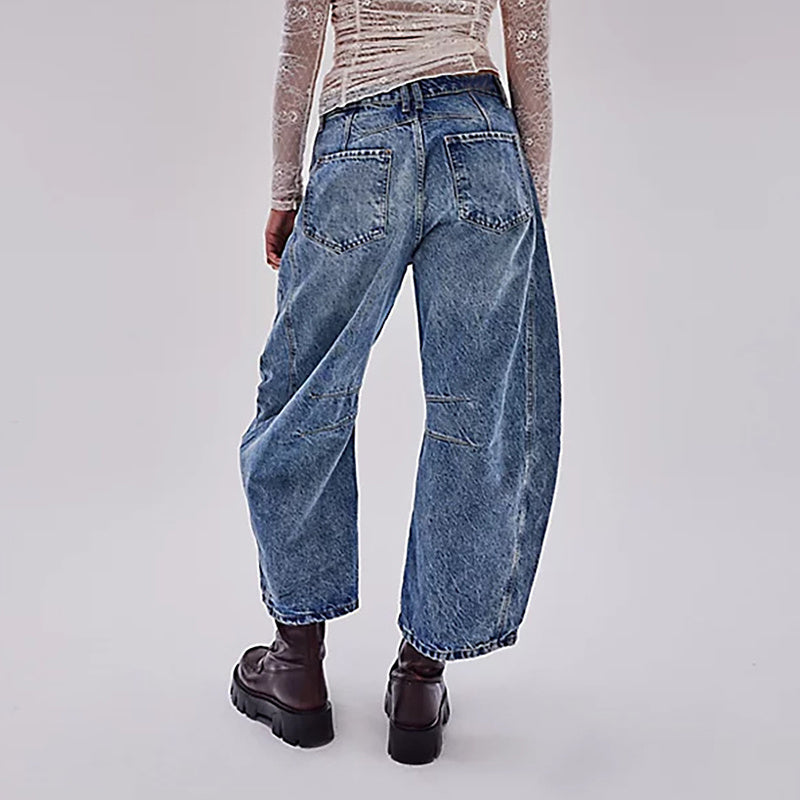 Pantalon large droit coupe décontractée femme