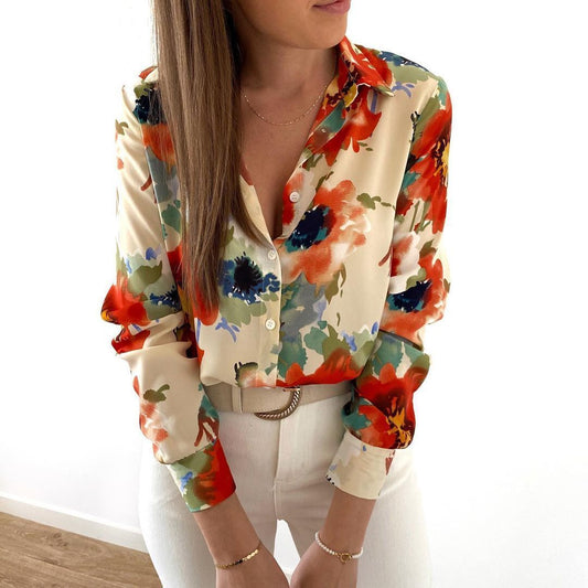 Chemise fluide à imprimé floral et col à revers