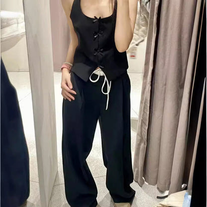Pantalon taille haute large coupe élégante