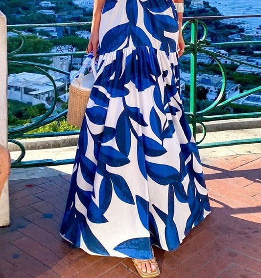 Robe longue féminine à découpe taille ceinturée