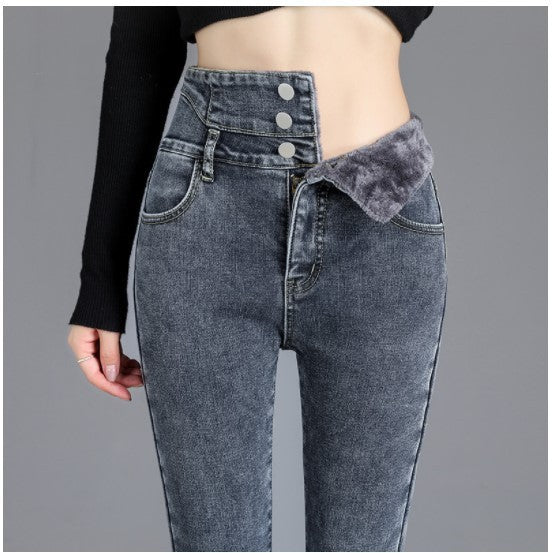 Jeans Femme Taille Haute Doublés en Polaire